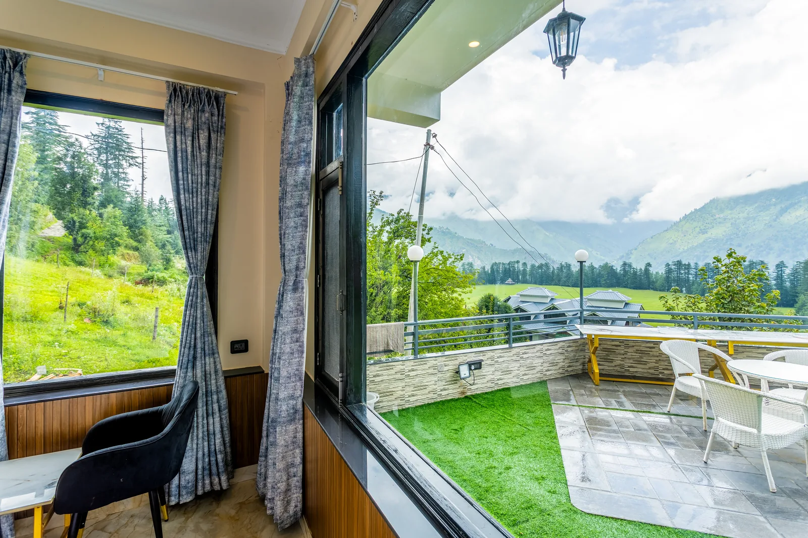 Jr. Suite — the courtyard and lawn seen from inside