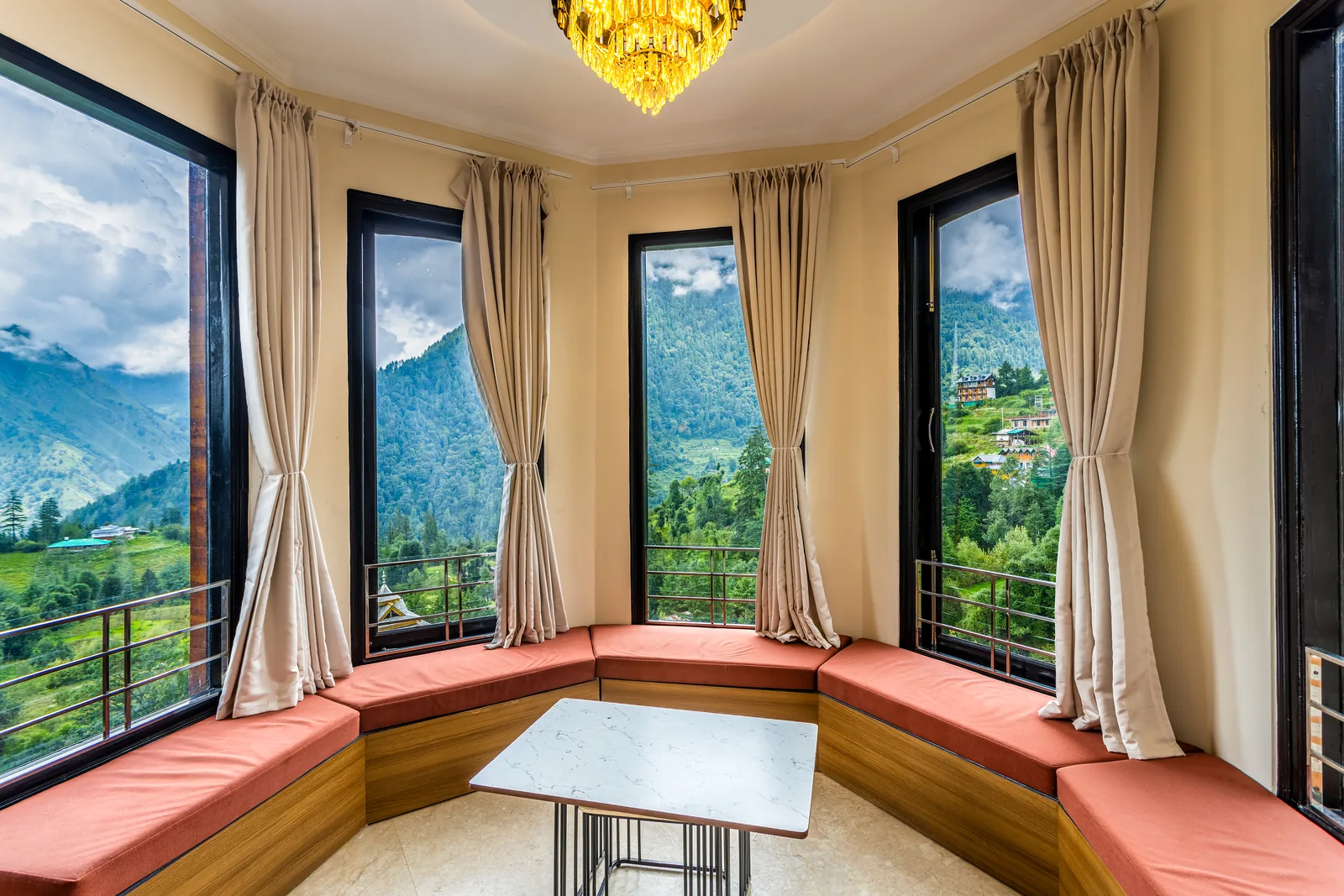 Pavilion Suite — bay window looking onto the mountains