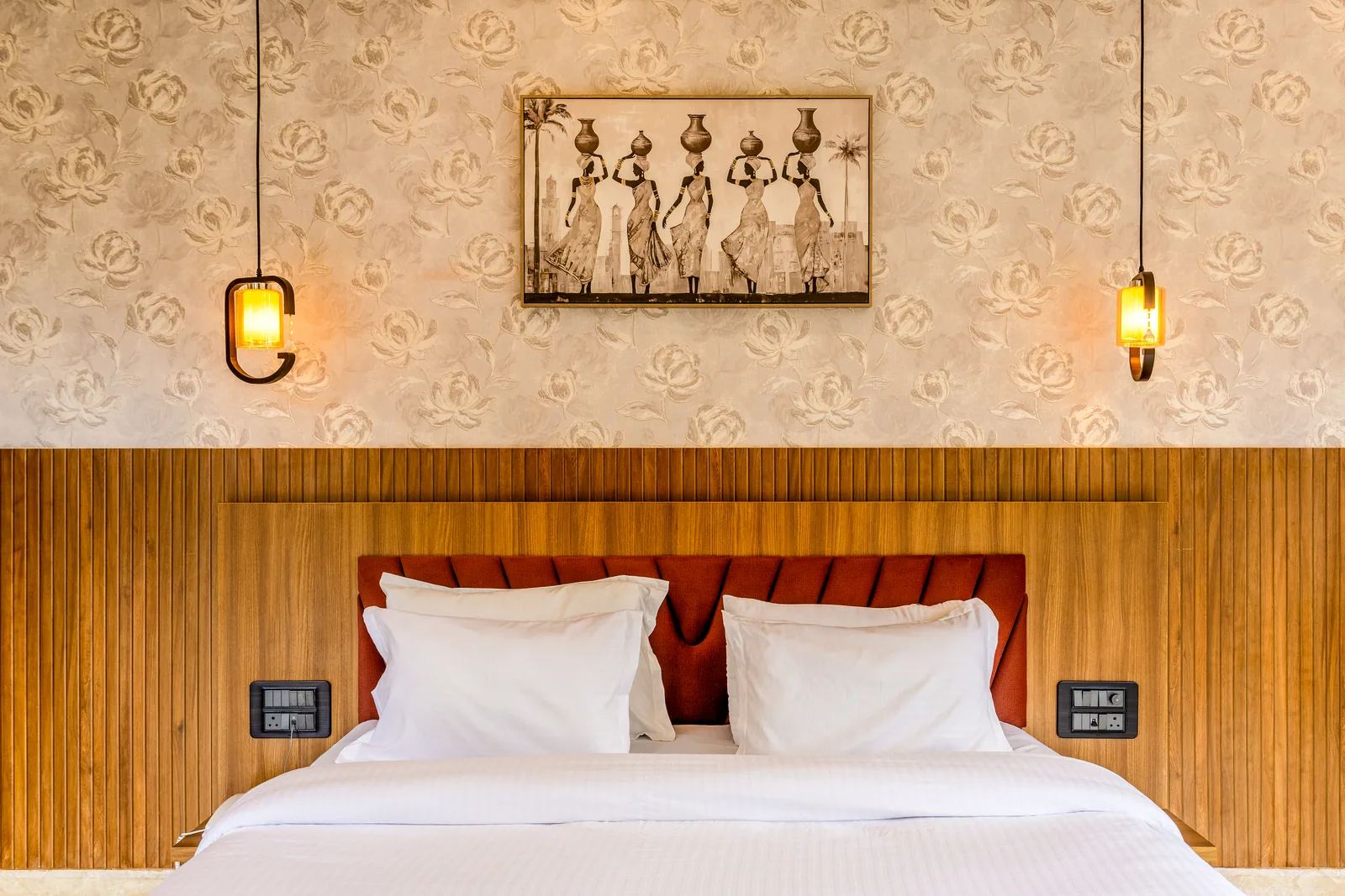 Pavilion Suite — headboard and bedding